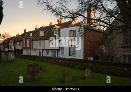 Maisons dans la place de l'Église East Sussex Angleterre Rye Banque D'Images