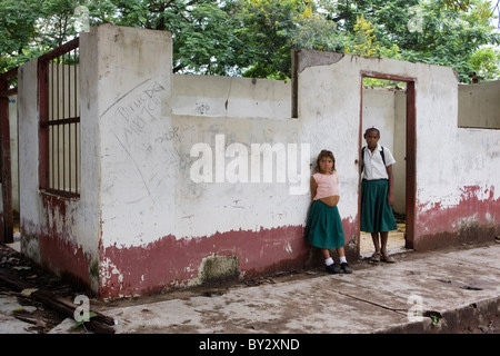 Colombie résident de la communauté de Mechoacan qui borde la mine de charbon Drummond dans Guajiraprovince , Colombie. Banque D'Images