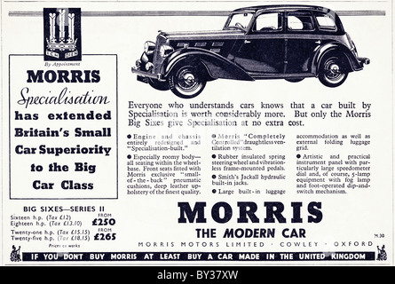 Publicité originale pour Morris Motors Ltd Morris Big Six Series 11 manufactued voiture de 1935 à 1937 dans la région de Cowley Oxford England UK Banque D'Images