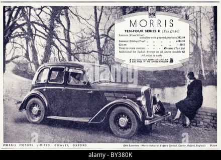 Publicité originale pour Morris Motors Ltd Morris dix quatre séries 2 manufactued voiture de 1935 à 1937 dans la région de Cowley Oxford England UK Banque D'Images