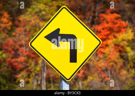 USA, New York, Croton, jaune road sign Banque D'Images