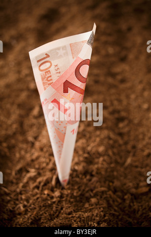 Billet de dix euros de plus en plus de saleté, studio shot Banque D'Images