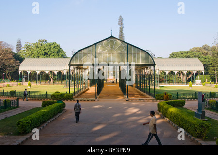 La maison de verre dans les jardins de Lal Bagh à Bangalore Inde Banque D'Images
