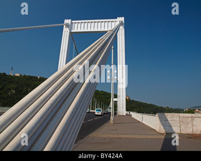 Elizabeth Bridge est un pont suspendu sur le Danube à Budapest, Hongrie. Banque D'Images