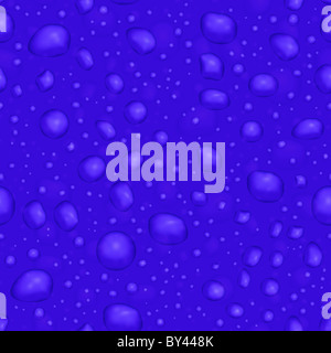 Seamless texture transparente - gouttelettes d'eau sur un fond bleu Banque D'Images