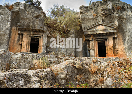 Fethiye Turquie libre de Rock Tombs Banque D'Images