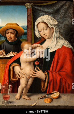 Détail : la Sainte Famille, par l'atelier de Joos van Cleve Banque D'Images