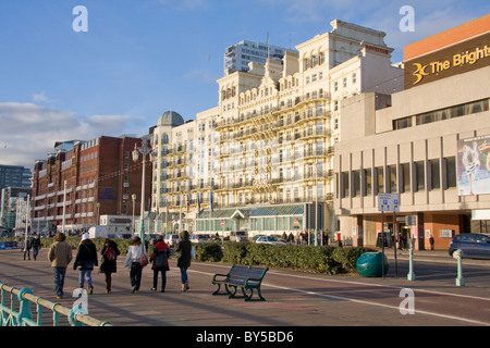 Grand Hotel, le front de mer de Brighton et de la promenade, East Sussex, Angleterre Banque D'Images