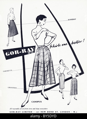 1950 Annonce d'une page de magazine de mode pour femmes jupes Gor-Ray Banque D'Images