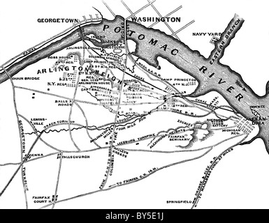 Cette carte, copié d'un publiée au début de juin 1861 montre la position de la National/les troupes de l'Union au début de juin. Banque D'Images