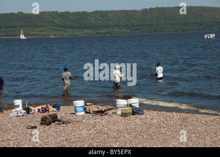 La pêche sur une journée d'été Banque D'Images