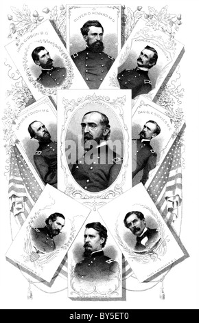 Les généraux de l'Union européenne : J Gibbon, O Howard, Humphreys, D., de la table G Meade, D faucilles, Paul Audi, Hancock, W T F Meagher Banque D'Images