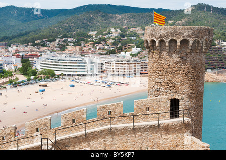 Tour du château en espagnol Tossa de Mar Banque D'Images