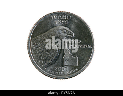 Idaho State trimestre coin isolé sur fond blanc Banque D'Images