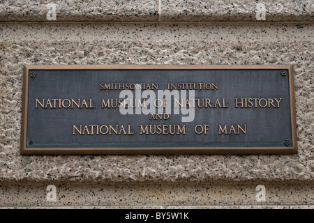 Plaque d'entrée pf le National Museum of Natural History, Washington DC. Banque D'Images