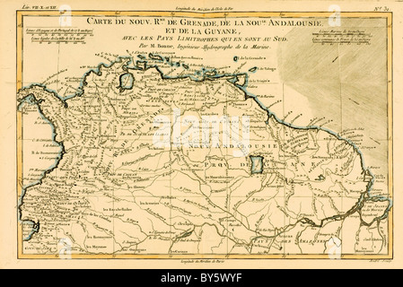 La carte de la Grenade, Nouvelle Andalousie et le Guyana, vers 1760. Banque D'Images