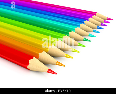 Crayons de couleur sur fond blanc Banque D'Images