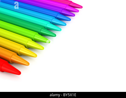 Crayons de couleur sur fond blanc Banque D'Images