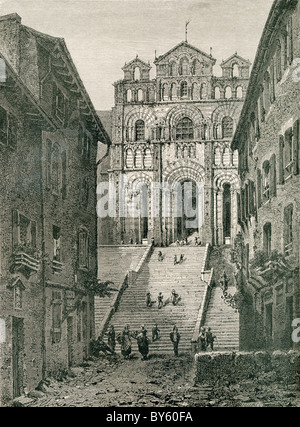 Cathédrale du Puy , Le Puy-en-Velay, l'Auvergne, la France au xixe siècle. Banque D'Images