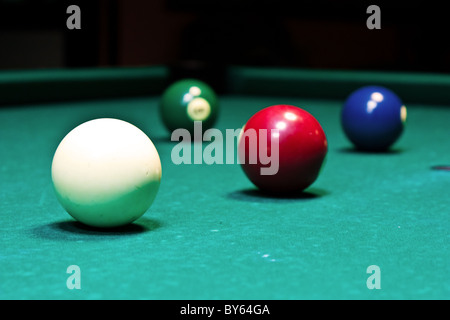 Ensemble de 4 boules sur table de billard Banque D'Images