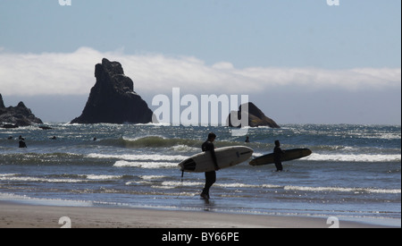 Surfers beach Oswald West State Park Oregon Coast Banque D'Images