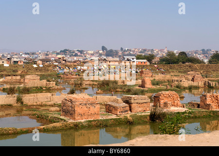 Les usines de briques à la périphérie d'Antananarivo, capitale de Madagascar. Banque D'Images