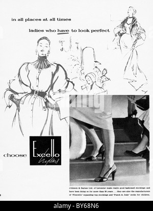 1950 Annonce dans le magazine de mode pour femmes pour Excello bas bas nylon Banque D'Images