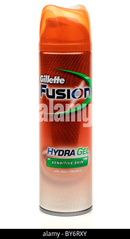 Cannister de pulvérisation du Gillette Fusion Hydra gel à raser pour la peau sensible à l'Aloe Vera et de vitamine E Banque D'Images