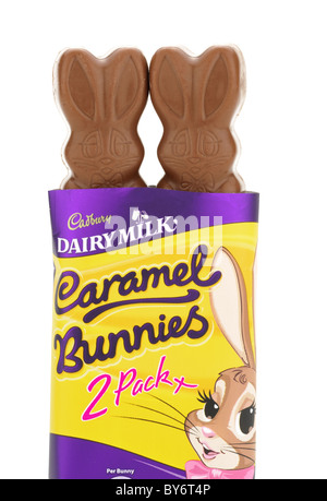 Deux lapins caramel lait Cadbury Banque D'Images