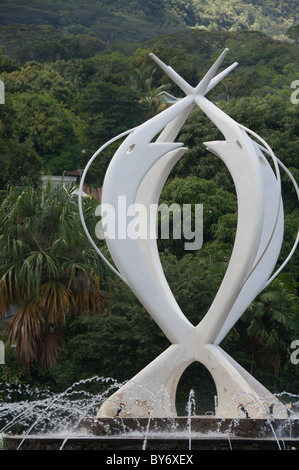 Les Seychelles, l'île de Mahé. Capitale de Victoria. Centre-ville, de l'Unité & Monument fontaine. Banque D'Images