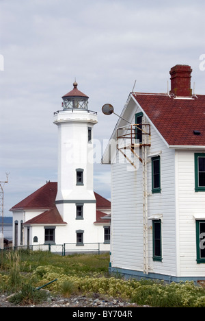 Point Wilson lighthouse à Port Townsend, l'état de Washington, Jefferson Comté Banque D'Images