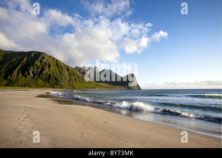 Unstad beach, Vestvagoya island, îles Lofoten, Norvège du Nord, Norvège Banque D'Images