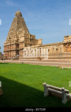 Dans BrihadeeswararTemple Thanjavur a été construit en l'année 1010 annonce par Raja Raja Chola, également connu comme le "Grand Temple". Banque D'Images