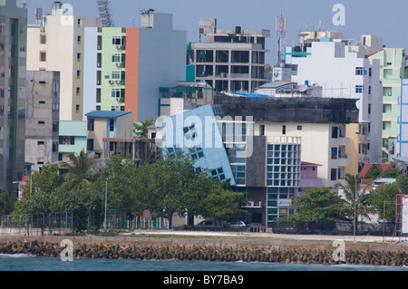 Les Maldives, homme. Cette petite île est la capitale la plus densément peuplée au monde. Banque D'Images