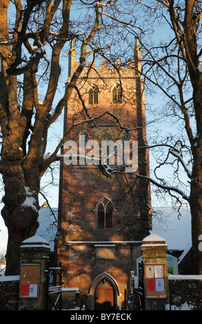 'St' Mary's Church tower en hiver, St Briavels, 'Forêt de Dean', Gloucestershire, England, UK Banque D'Images