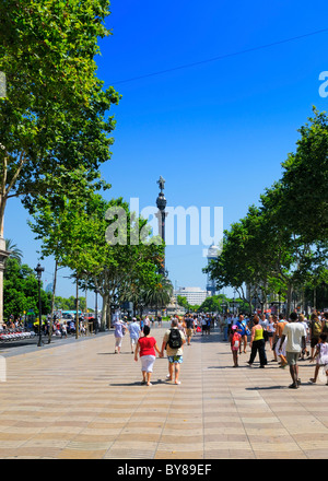 Monument a Colom à l'extrémité sud de La Rambla, Barcelone, Espagne. Banque D'Images