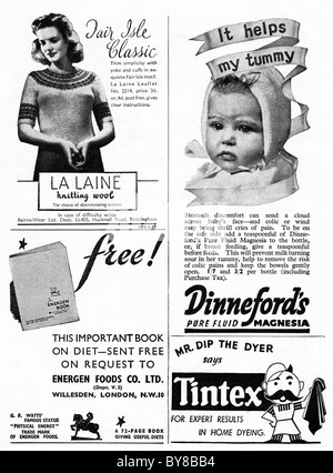 1940 pleine page de publicité typique de la période in women's home magazine économique Banque D'Images