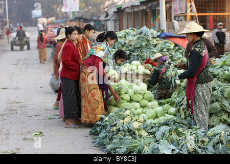 La Birmanie, Myanmar, Birmanie,20100223, place du marché Banque D'Images