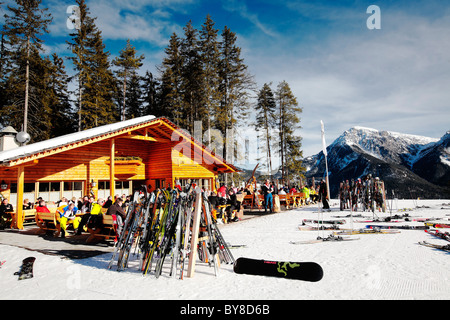 Log Cabins situé sur le Plan de Corones Val Badia Trentin-Haut-Adige Italie Banque D'Images