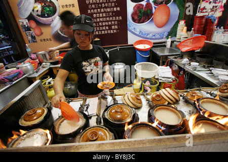 Le riz et le poulet bouilli chinois stall Banque D'Images