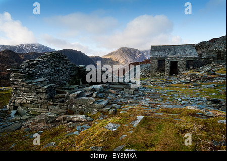 Une partie de l'ancienne mine d'ardoise sur Fleetwith Honister Moor au-dessus de la Lande en Cumbria. Banque D'Images