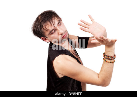 Danseuse de flamenco jeune homme isolé sur fond awhite Banque D'Images