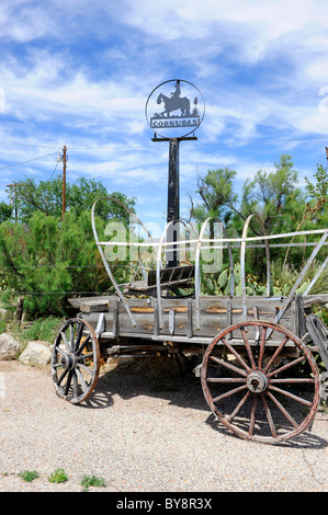 Ancien cadre en chariot couvert Texas Cornudas Banque D'Images