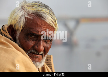 Vieil homme au Bangladesh Banque D'Images