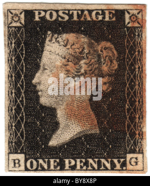 Penny Black stamp à partir de 1840 Banque D'Images