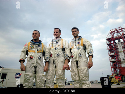 L'équipage d'Apollo 1, Virgile I (Gus) Grissom, Edward H. White, II, et Roger B. Chaffee Banque D'Images