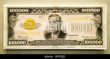 Voir l'avers d'une rare 100 000 $ Projet de loi - USA Banque D'Images