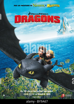 How to Train Your Dragon Année : 2010 USA Réalisateur : Chris Sanders, Dean Deblois affiche de film d'Animation (Fr) Banque D'Images