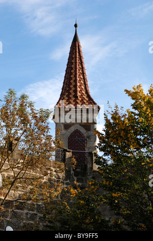 Beobachtungsturm avec carreaux multicolores sur la tour Château Abenberg, Abenberg, Middle Franconia, Bavaria, Germany, Europe Banque D'Images