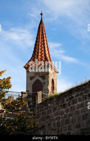 Beobachtungsturm avec carreaux multicolores sur la tour Château Abenberg, Abenberg, Middle Franconia, Bavaria, Germany, Europe Banque D'Images